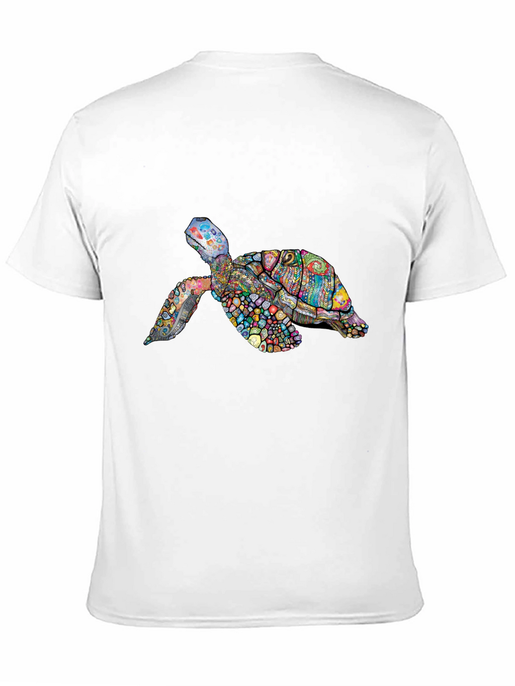 Vibrant Turtle Graphic Tee - Black Cotton T-Shirt
