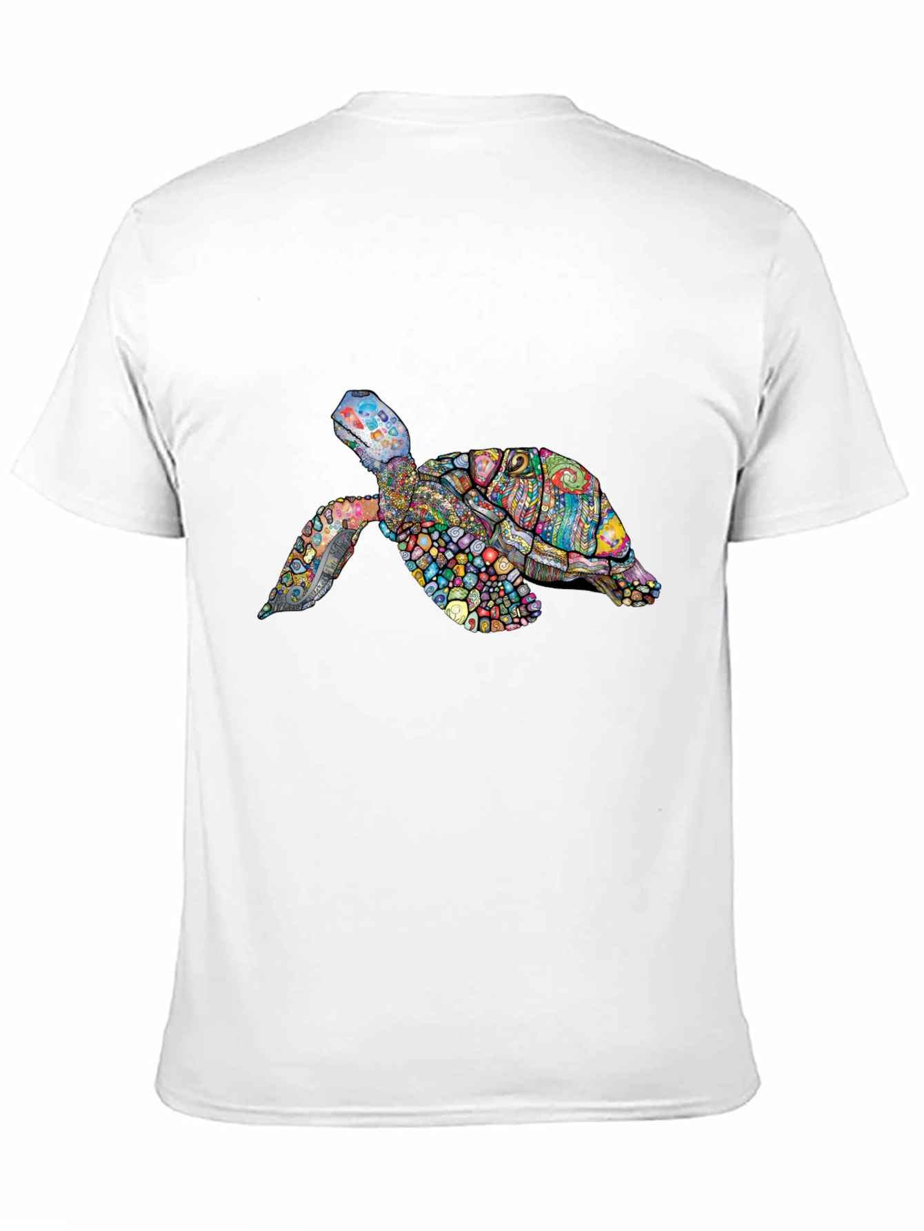 Vibrant Turtle Graphic Tee - Black Cotton T-Shirt