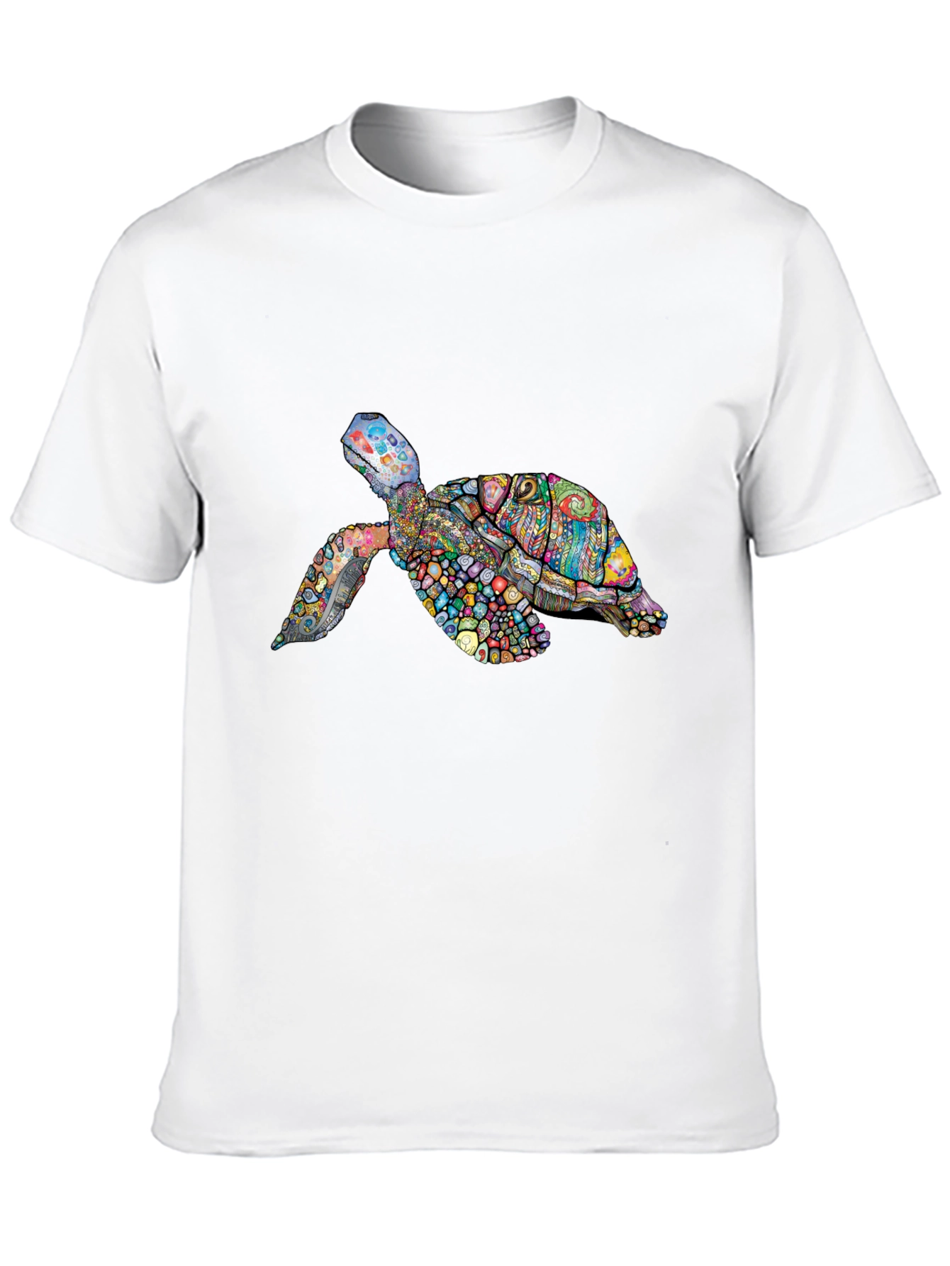Vibrant Turtle Graphic Tee - Black Cotton T-Shirt