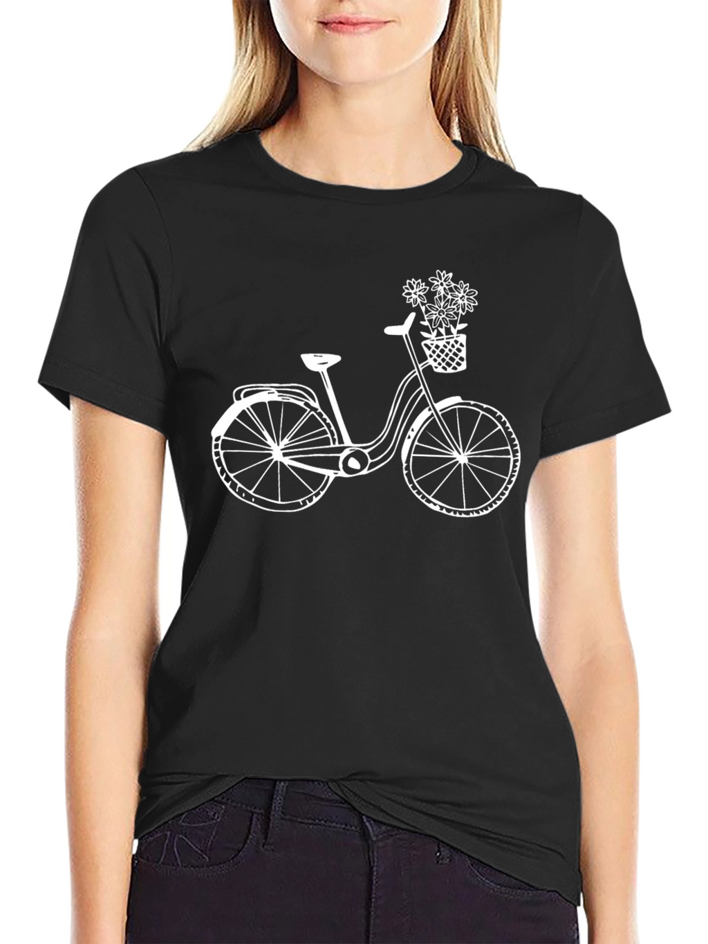 Stylish Black T-Shirt with Bicycle Graphic