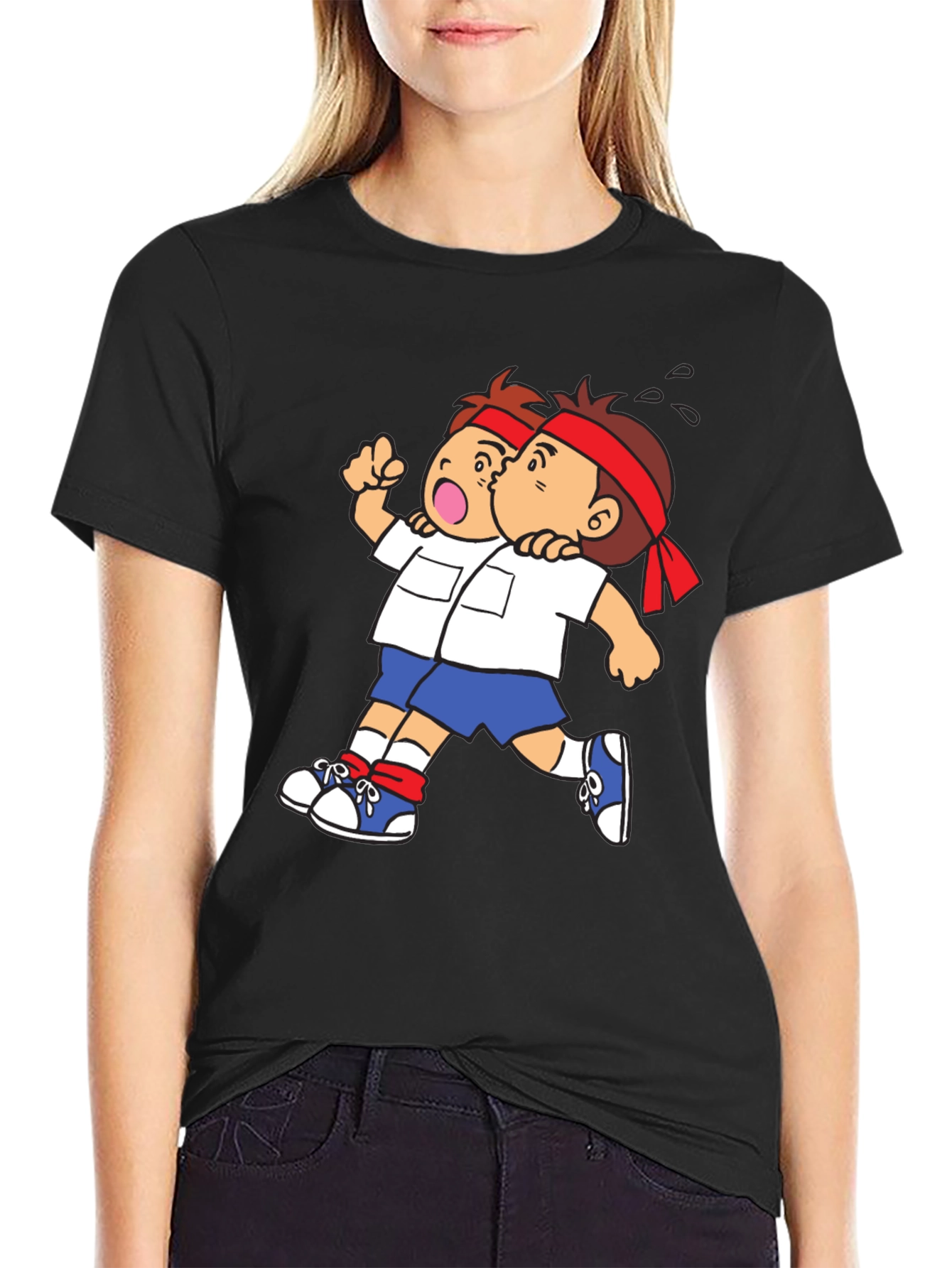 Cartoon Character Graphic Print Black T-Shirt