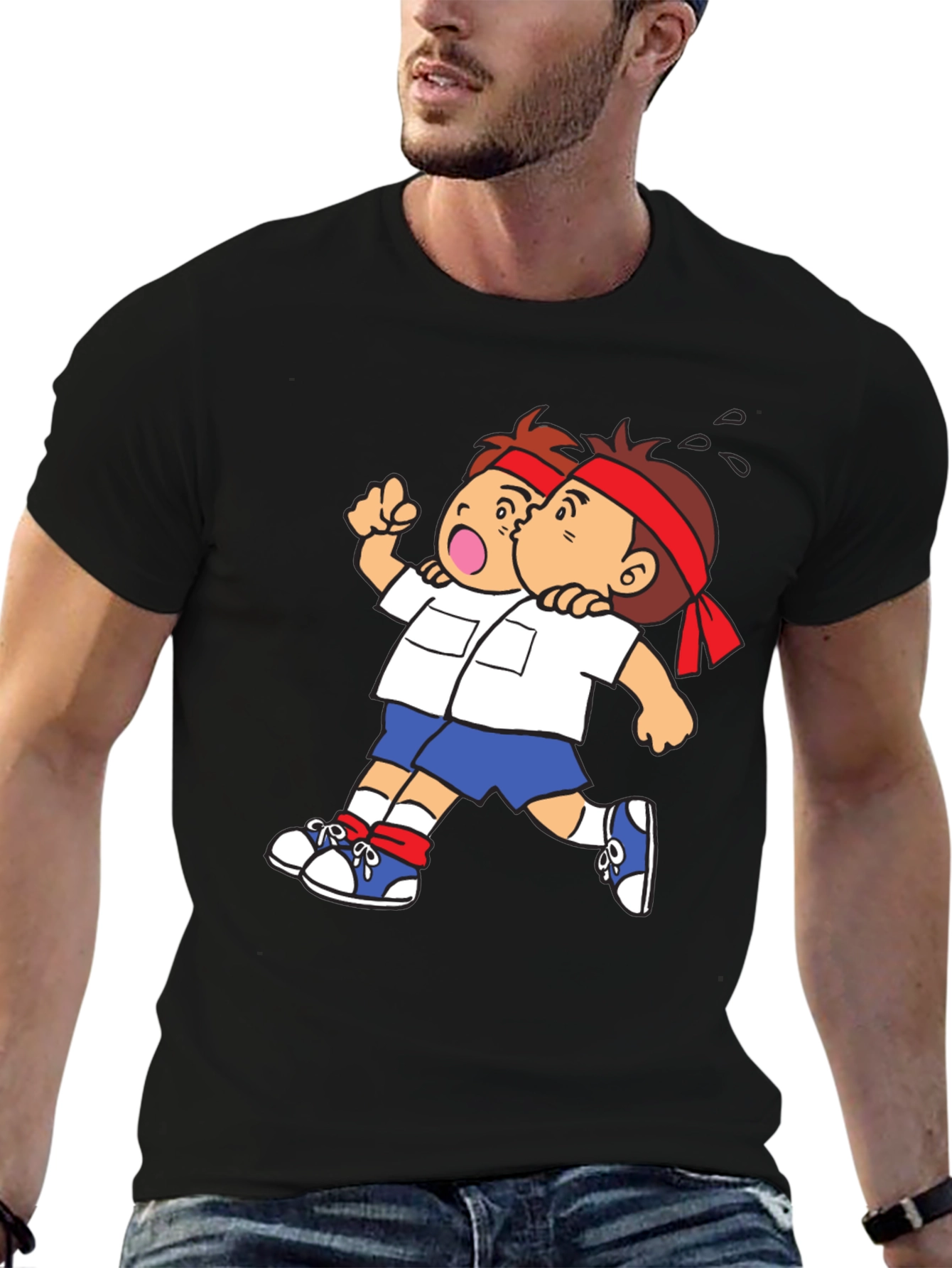 Cartoon Character Graphic Print Black T-Shirt