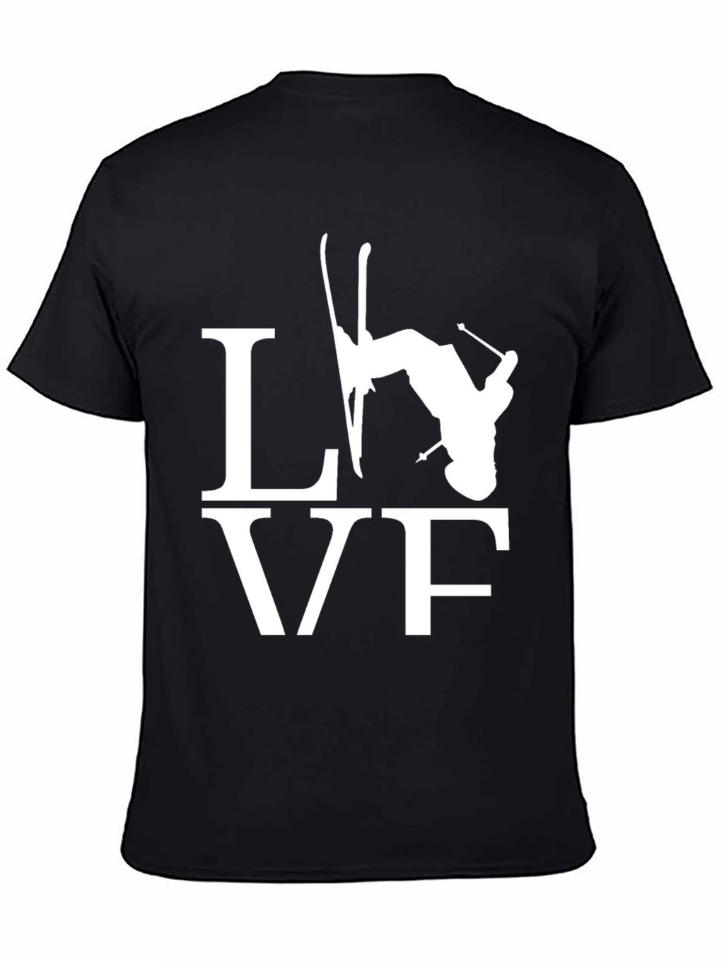 Skiing LOVE Graphic Tee - Black Cotton Blend