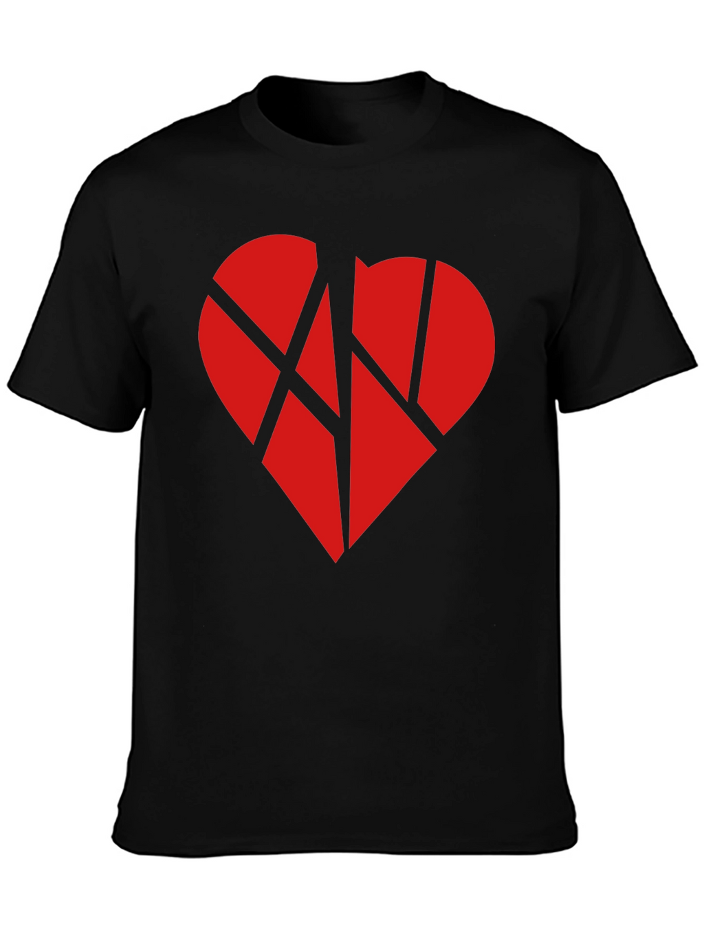 Broken Heart Graphic Tee - Black Cotton Casual T-Shirt