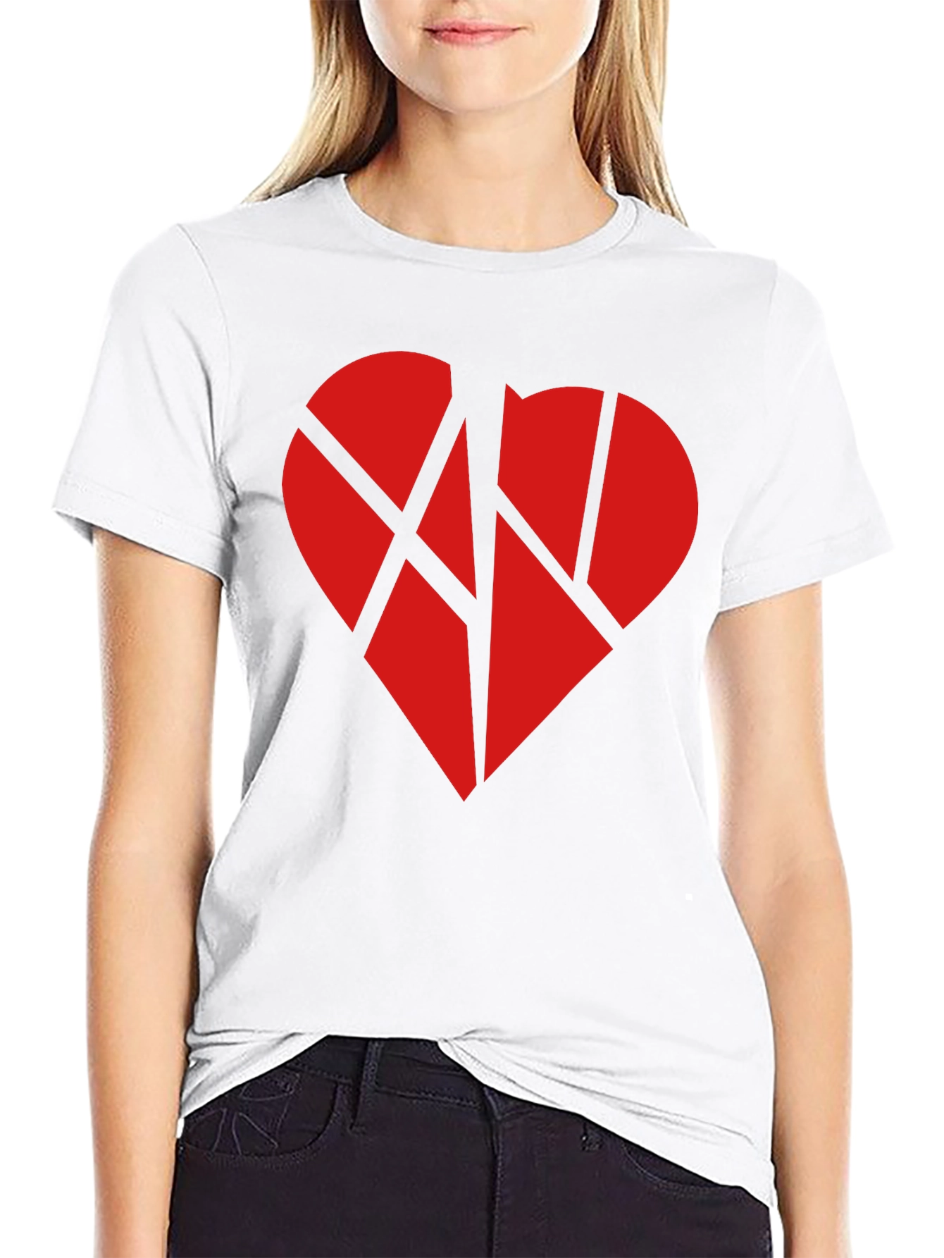 Broken Heart Graphic Tee - Black Cotton Casual T-Shirt