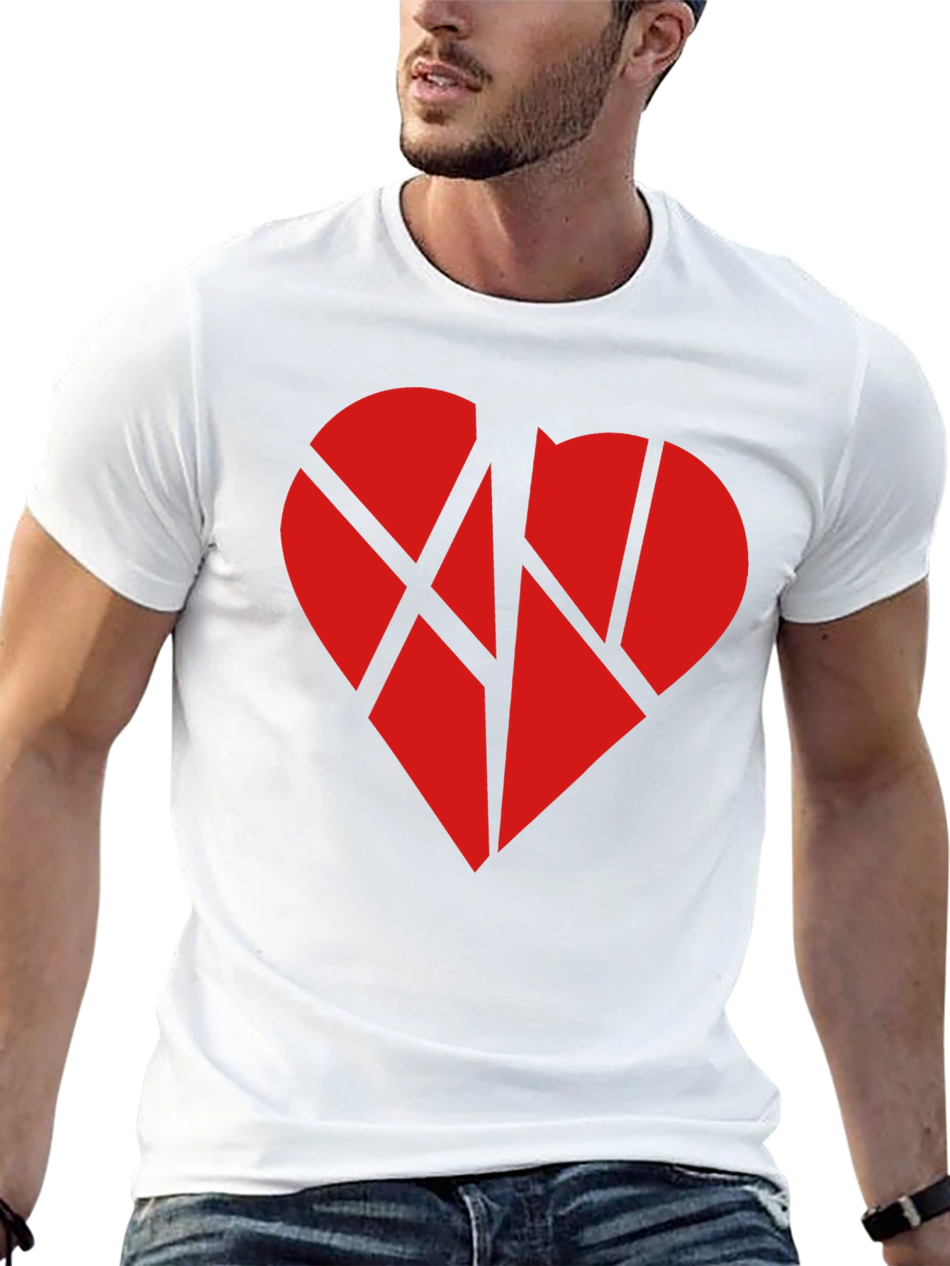 Broken Heart Graphic Tee - Black Cotton Casual T-Shirt
