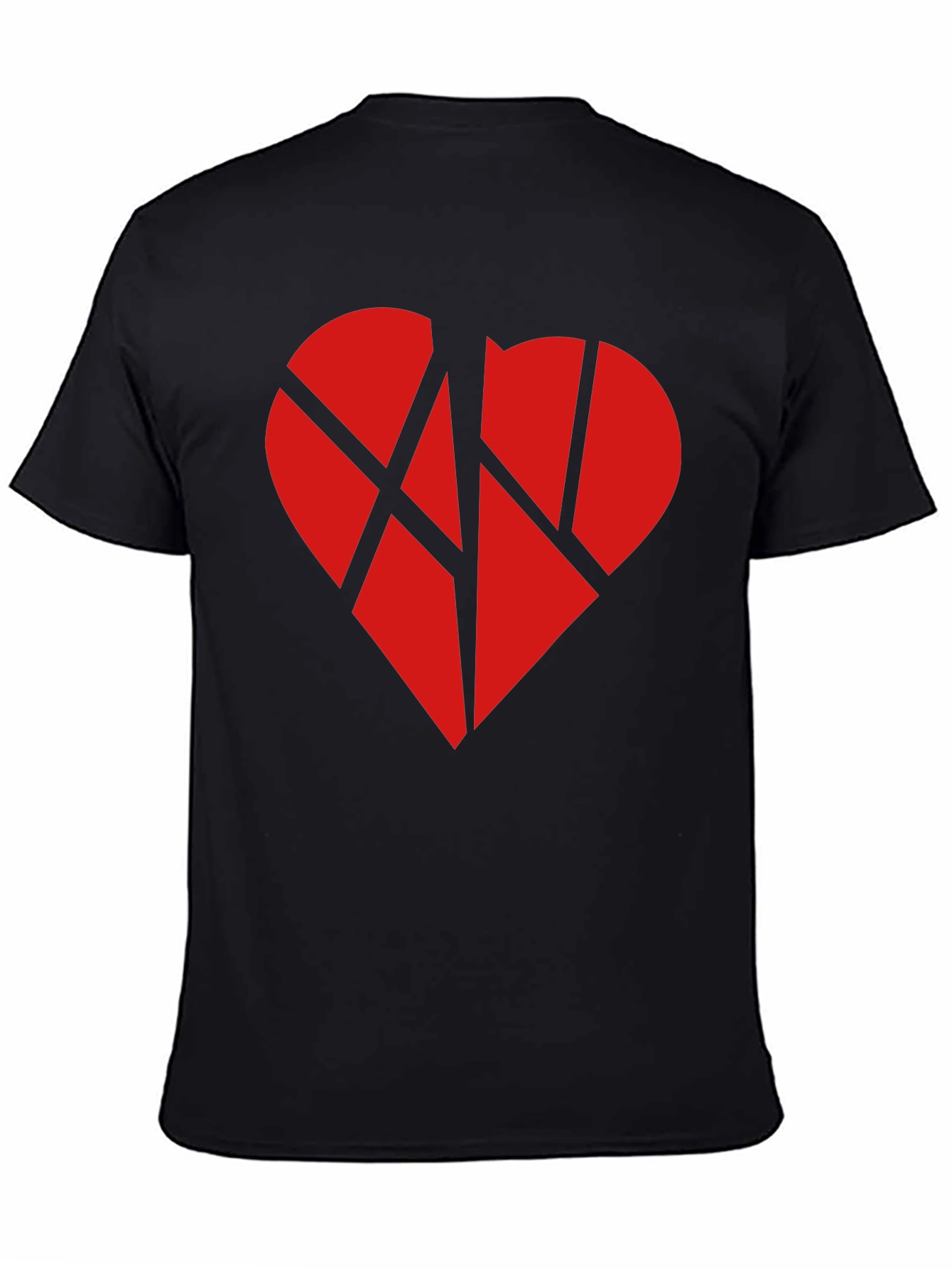 Broken Heart Graphic Tee - Black Cotton Casual T-Shirt