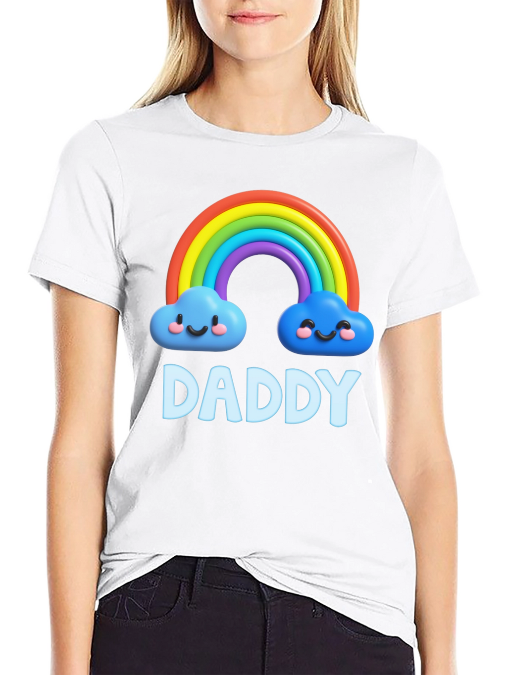 Cute Daddy Rainbow Cloud Graphic T-Shirt