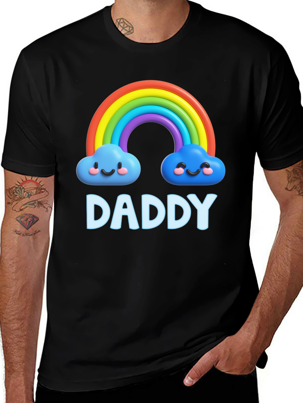 Cute Daddy Rainbow Cloud Graphic T-Shirt