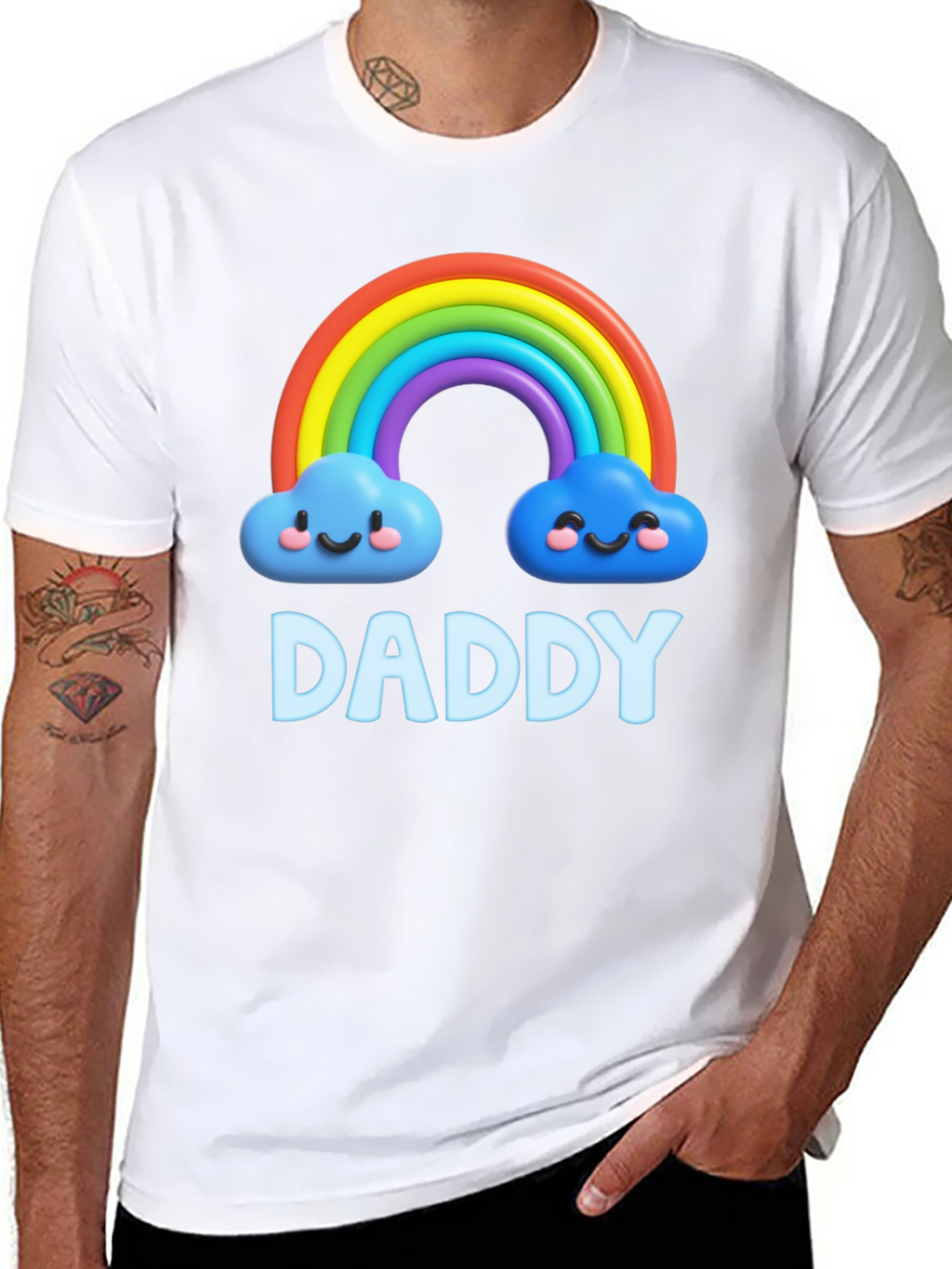 Cute Daddy Rainbow Cloud Graphic T-Shirt