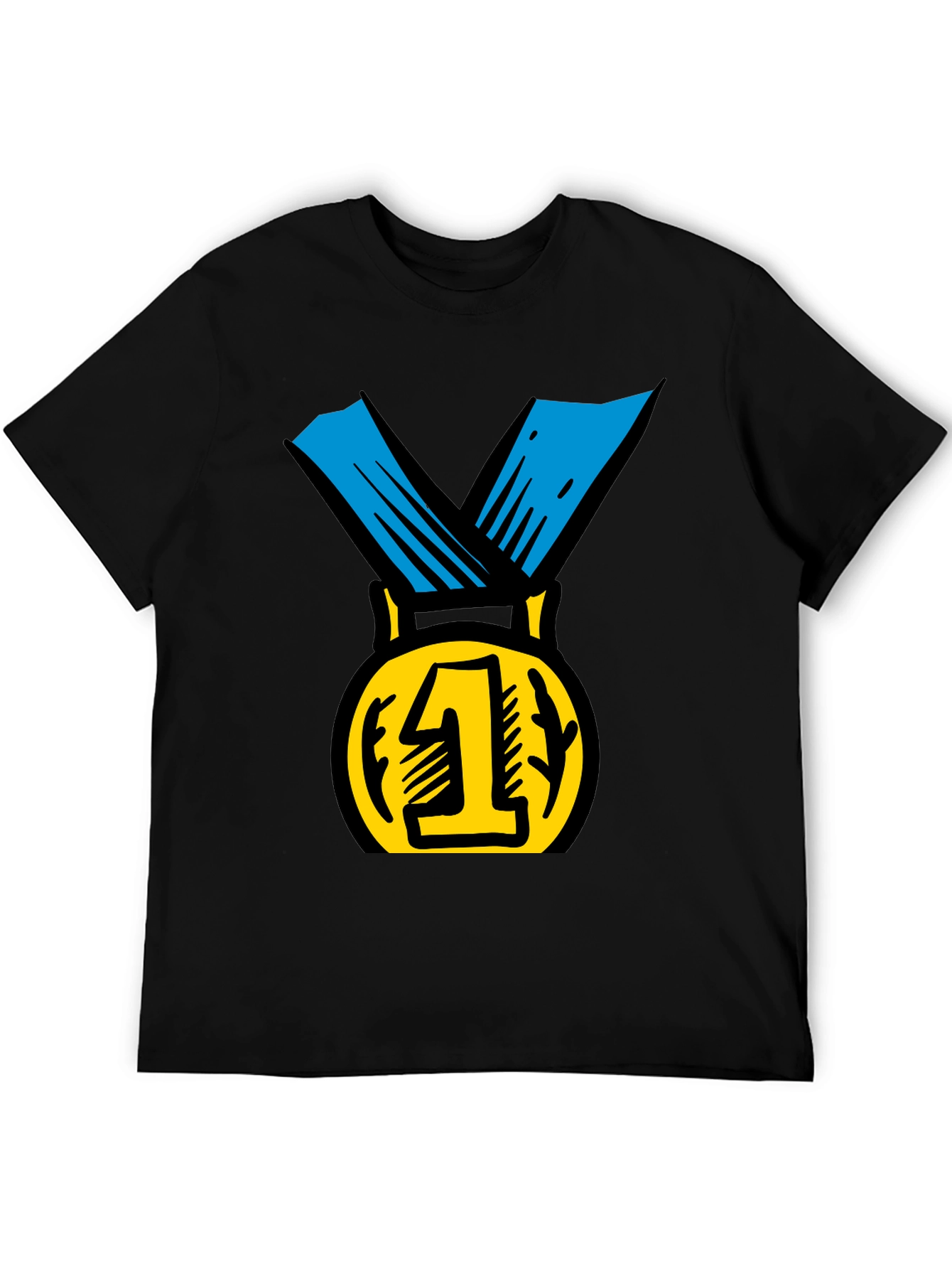 Champion Black T-Shirt with Gold #1 Medal