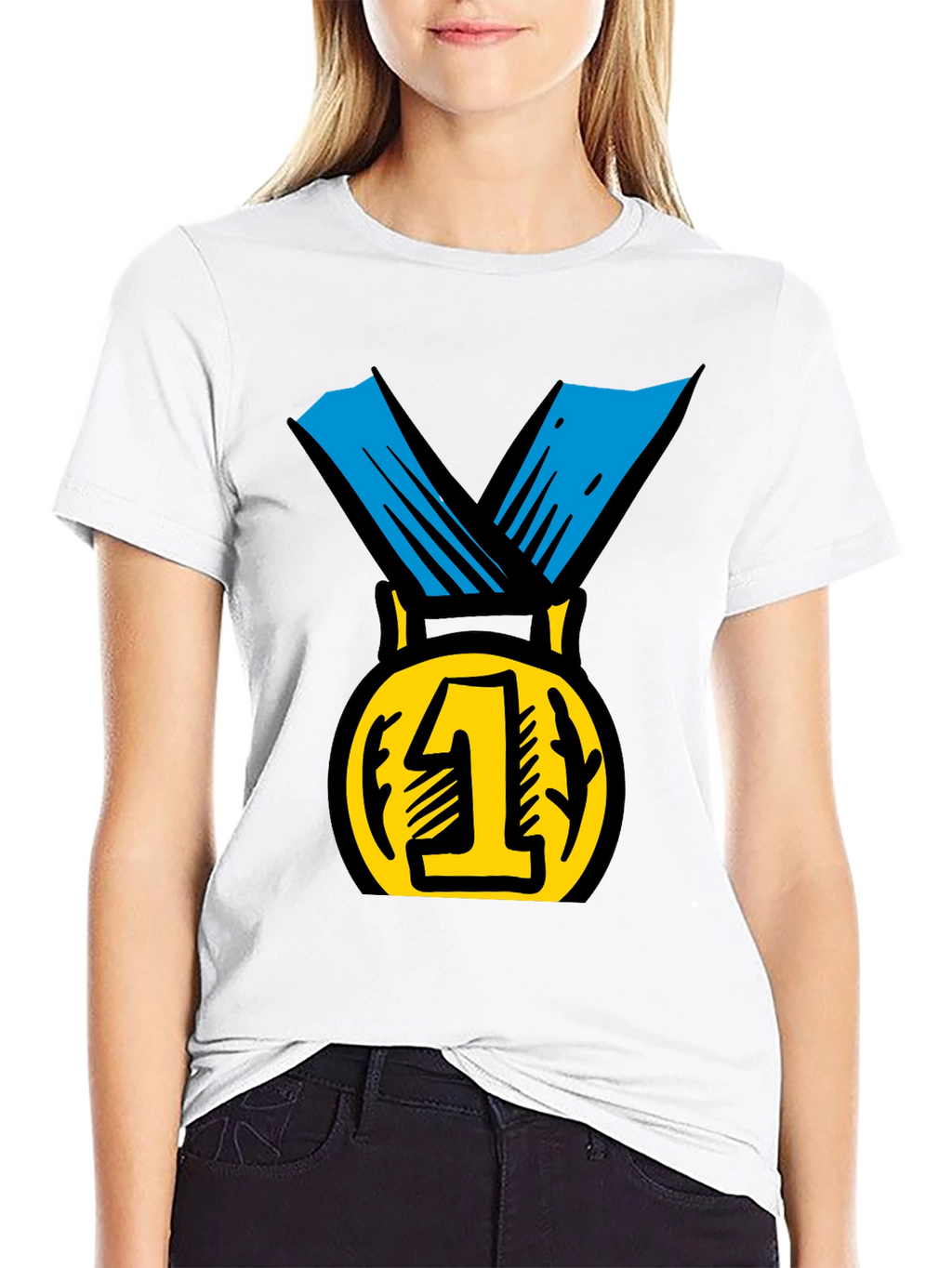 Champion Black T-Shirt with Gold #1 Medal