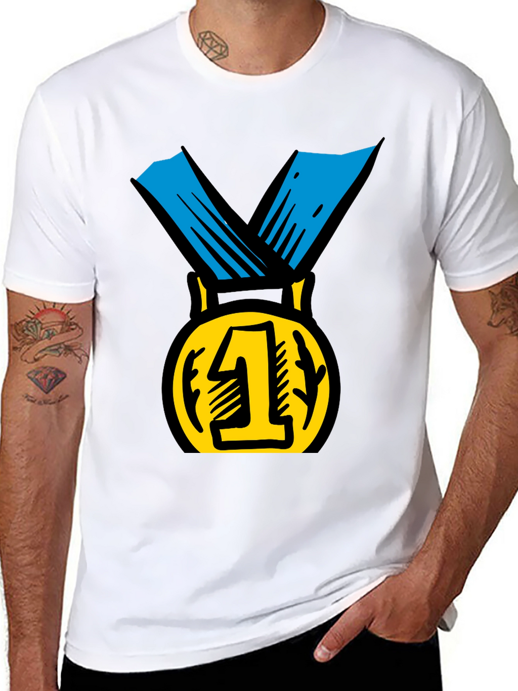 Champion Black T-Shirt with Gold #1 Medal