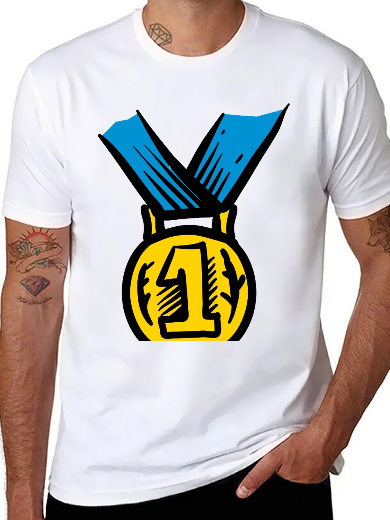 Champion Black T-Shirt with Gold #1 Medal