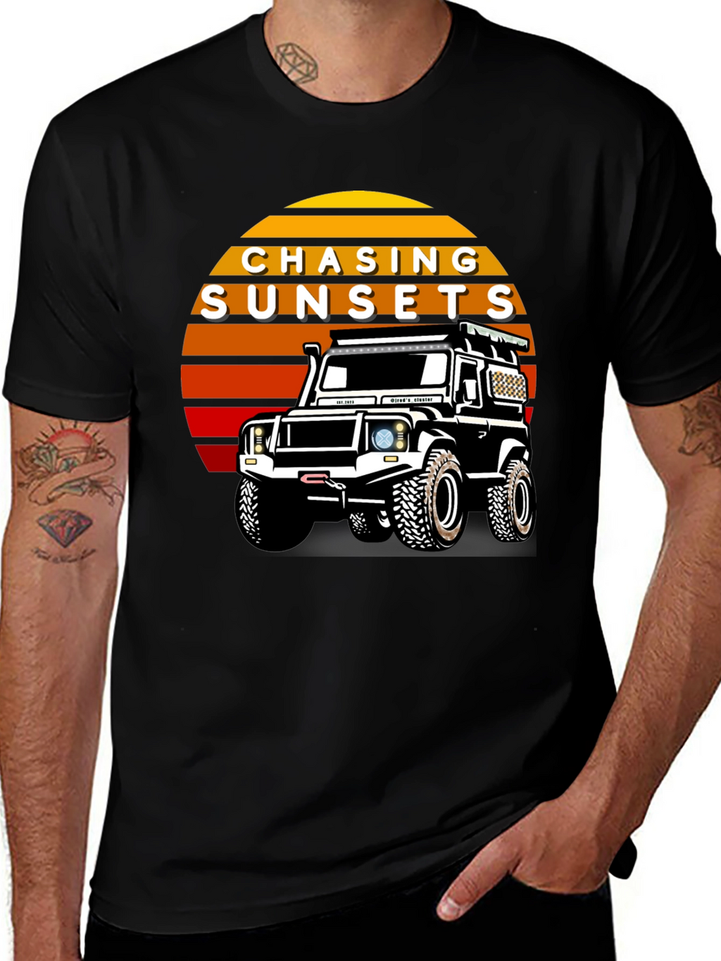 Chasing Sunsets Black Graphic T-Shirt