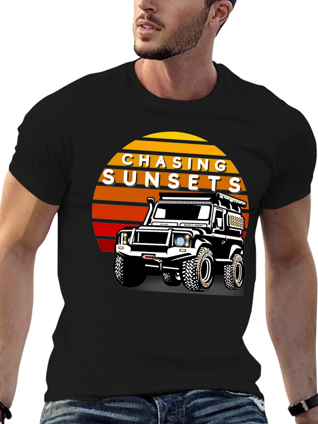 Chasing Sunsets Black Graphic T-Shirt