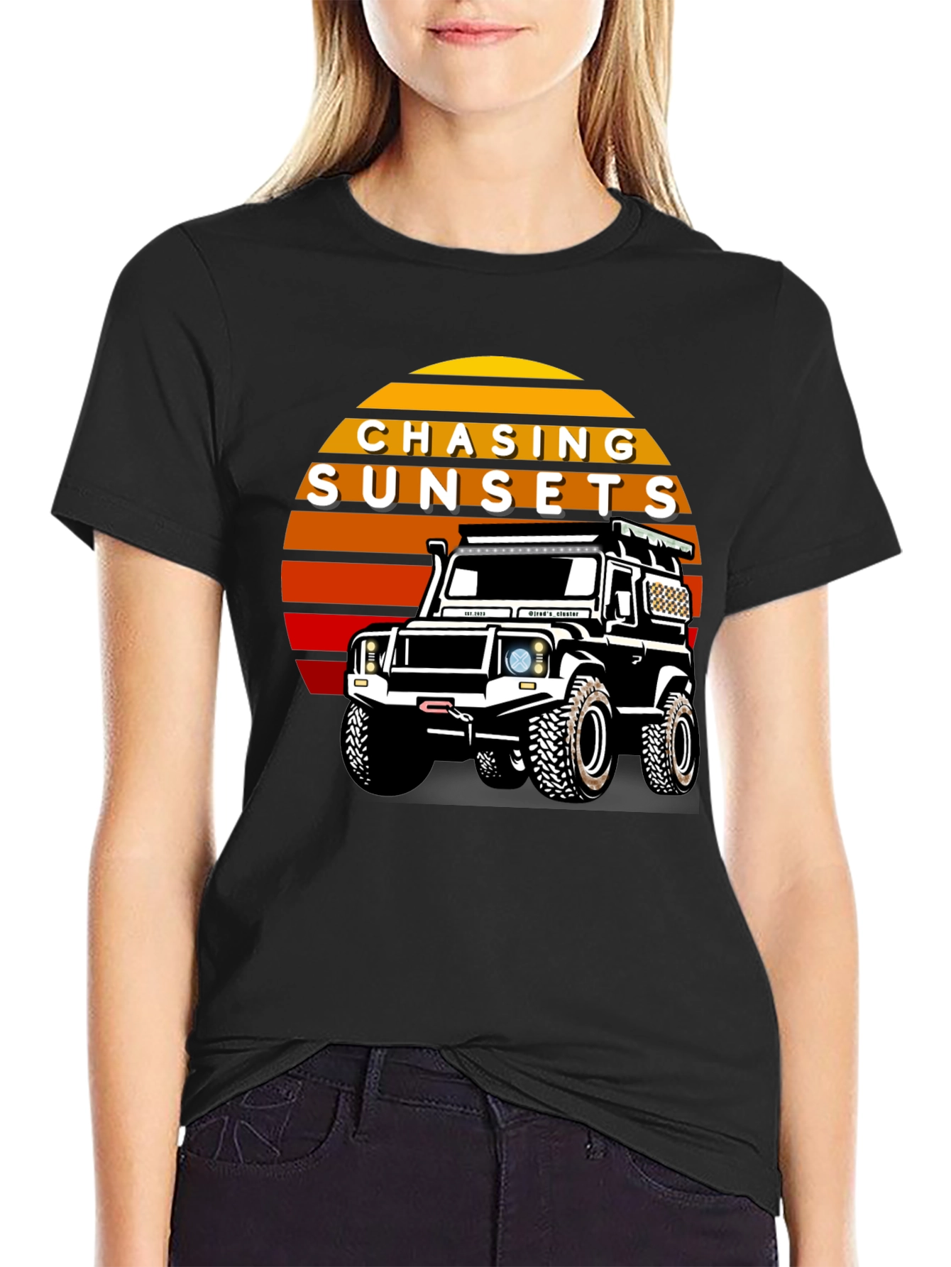 Chasing Sunsets Black Graphic T-Shirt