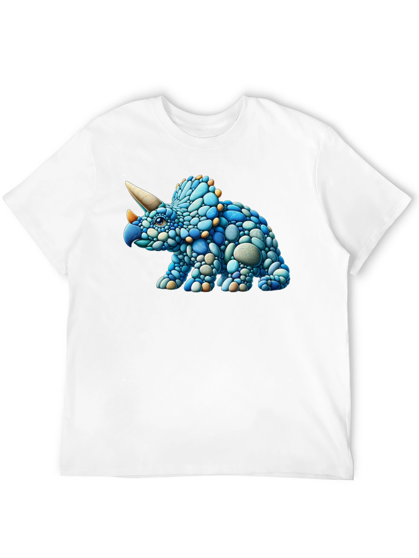 Cool Triceratops Pebble Art Graphic T-Shirt