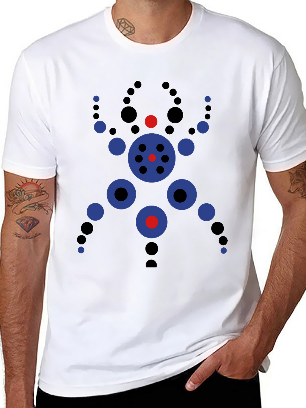 Abstract Geometric Circle Design Black T-Shirt
