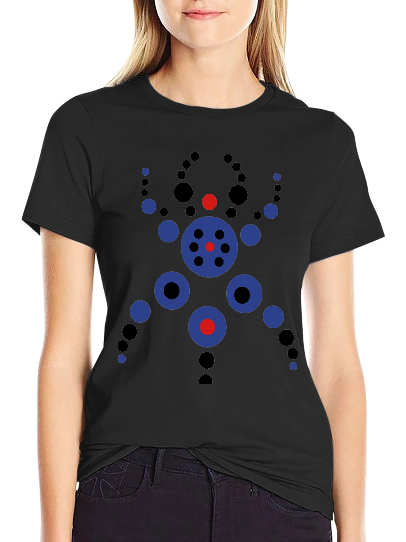Abstract Geometric Circle Design Black T-Shirt
