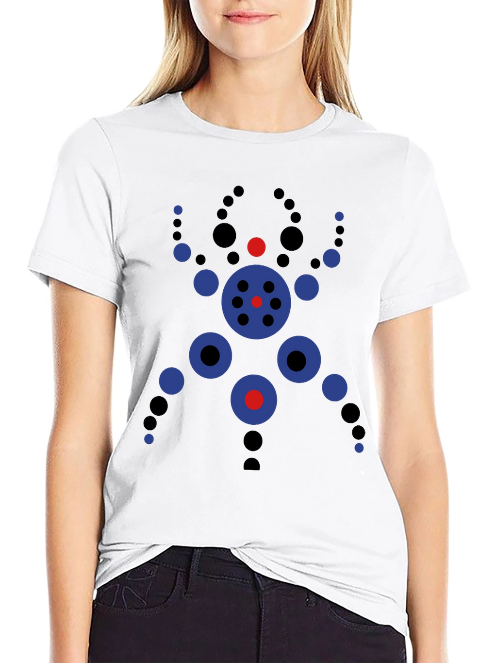 Abstract Geometric Circle Design Black T-Shirt