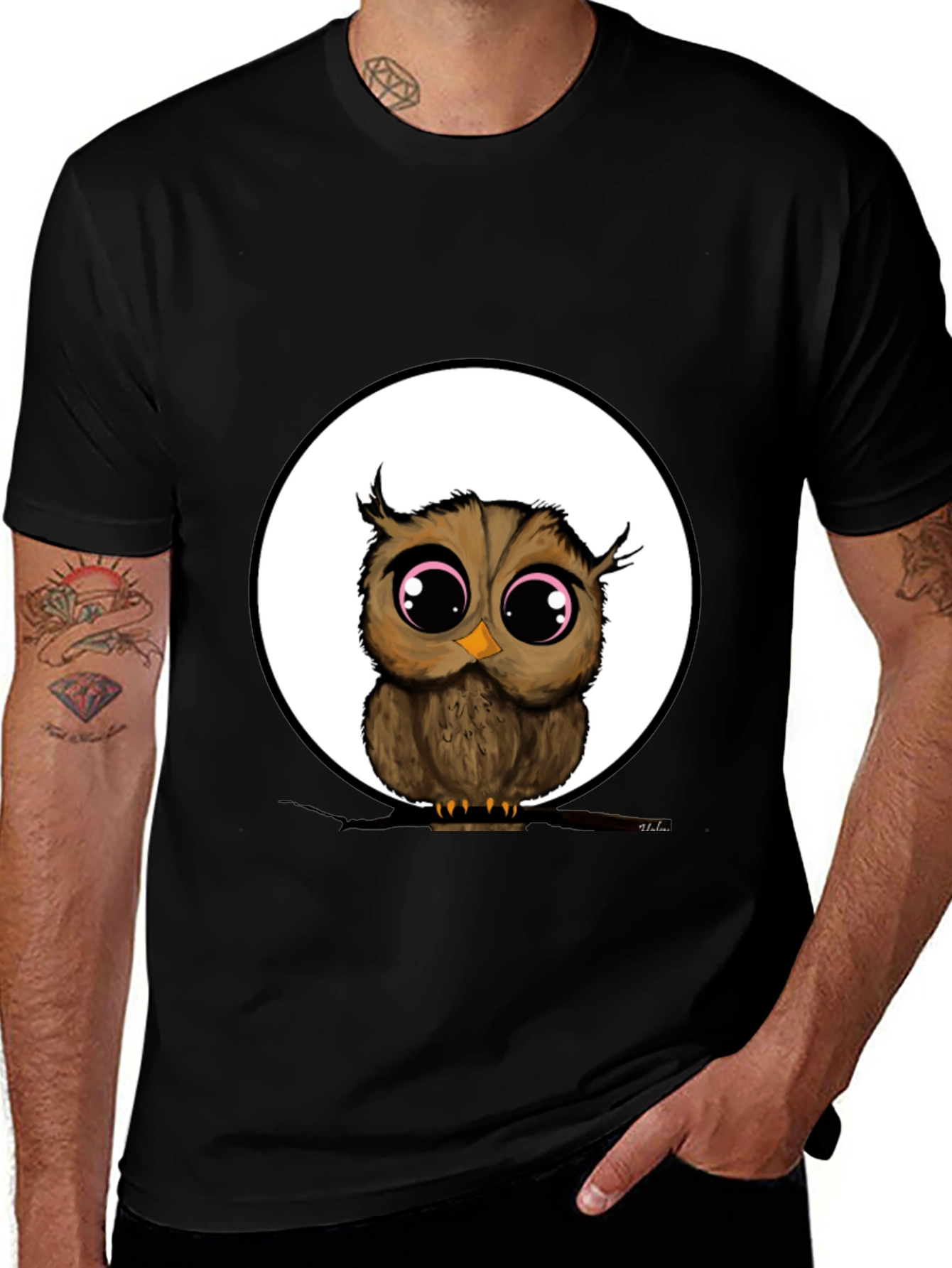 Owl Graphic Black T-Shirt