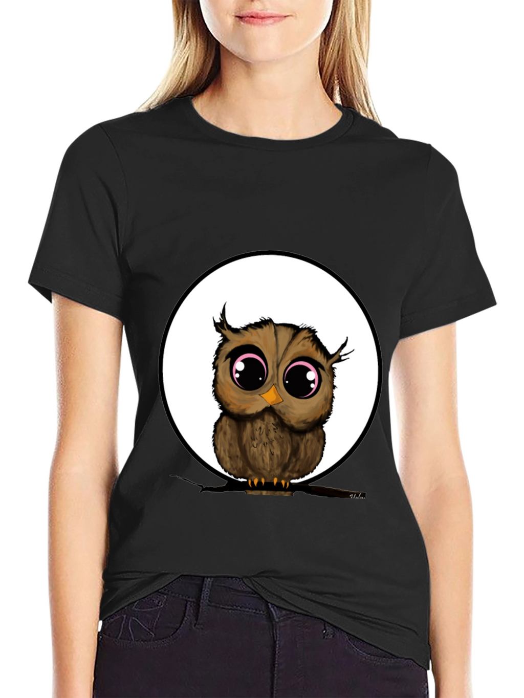 Owl Graphic Black T-Shirt