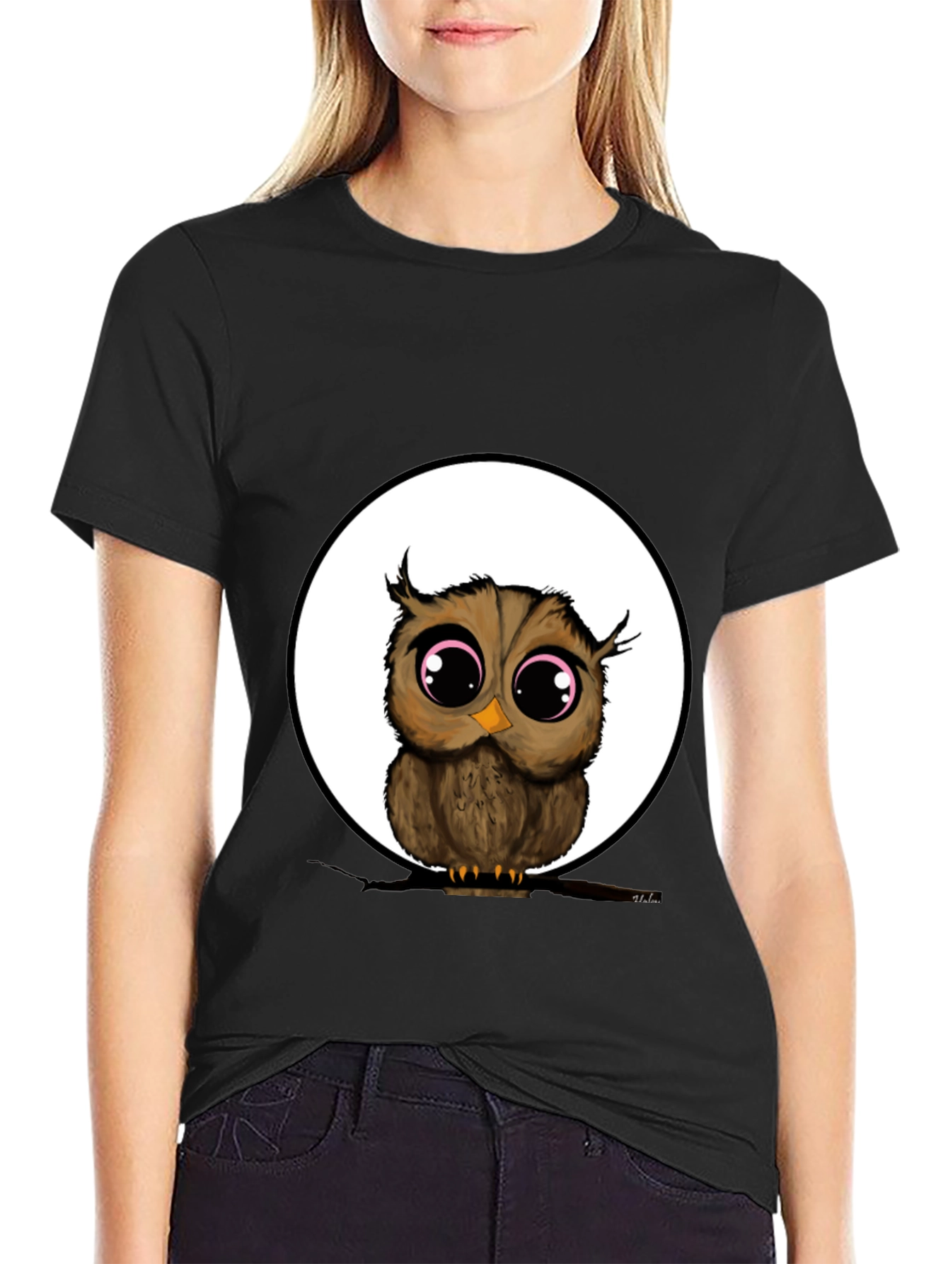 Owl Graphic Black T-Shirt