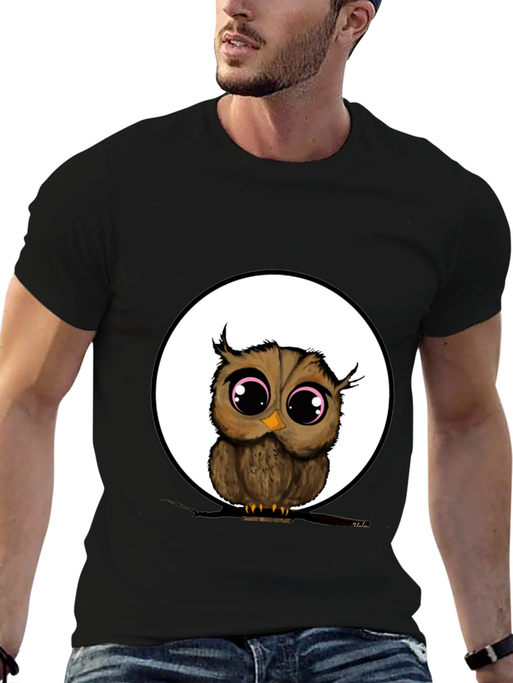 Owl Graphic Black T-Shirt