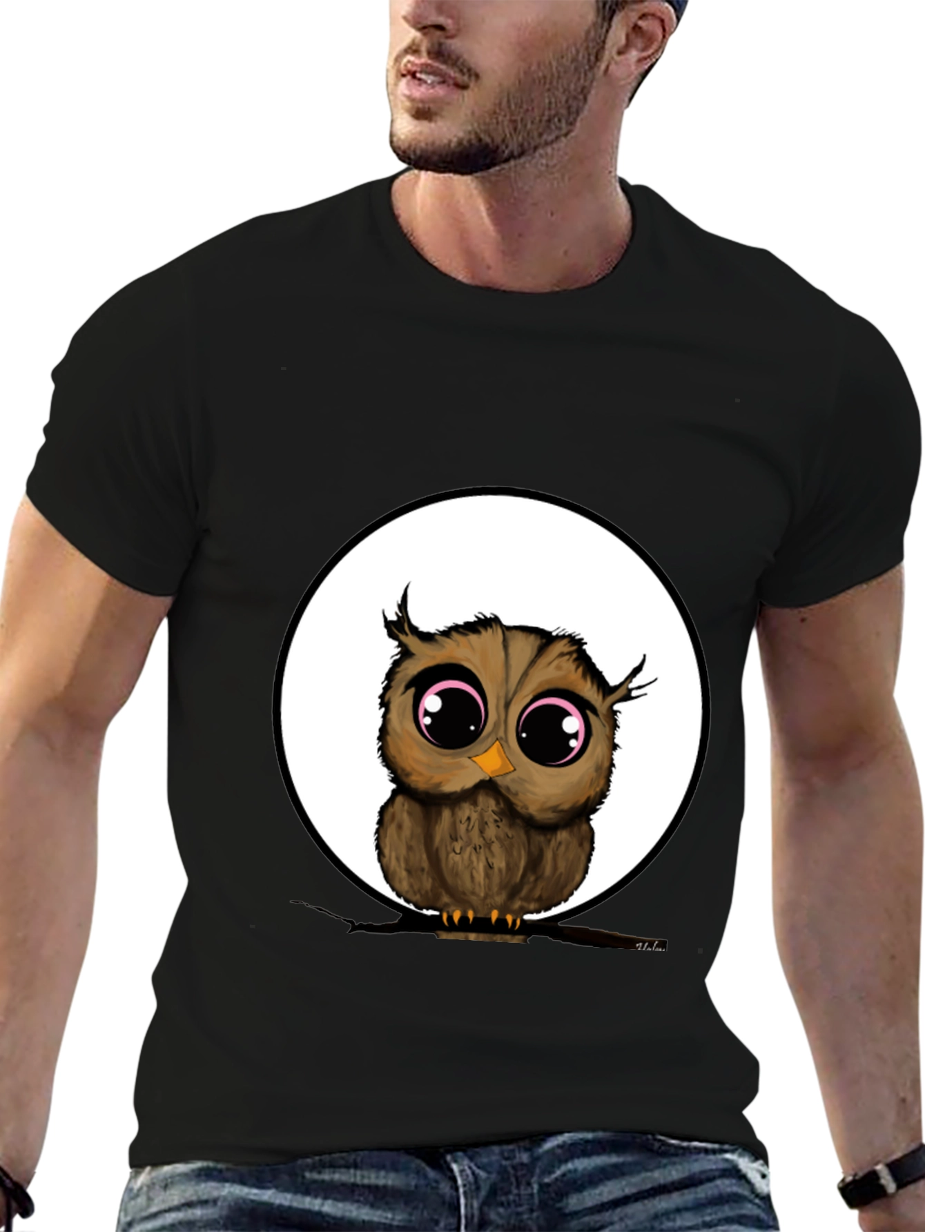 Owl Graphic Black T-Shirt