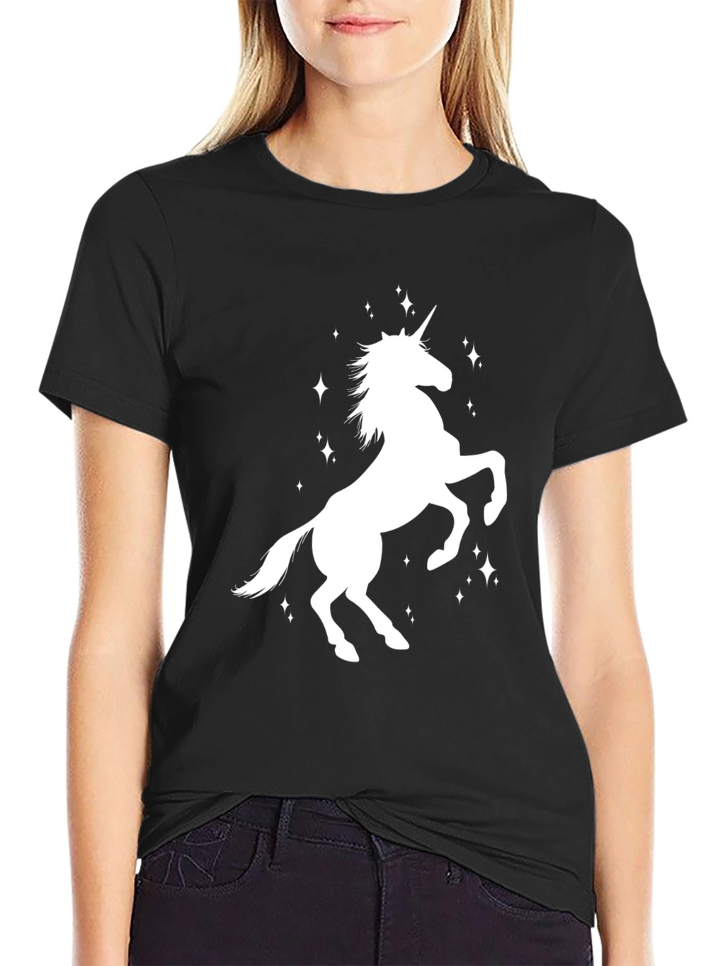 Unicorn Graphic Print Black T-Shirt