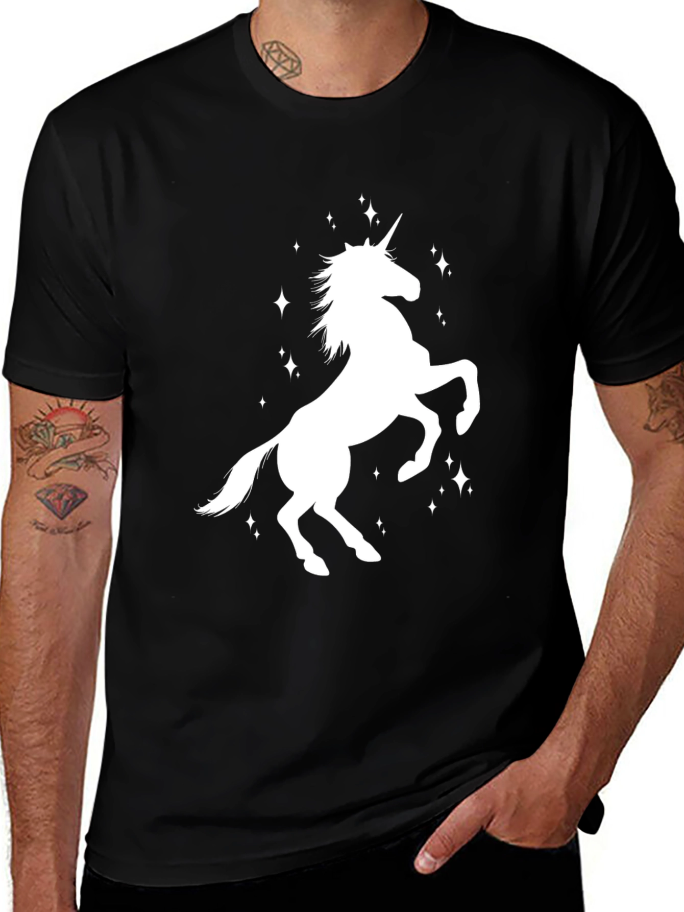Unicorn Graphic Print Black T-Shirt