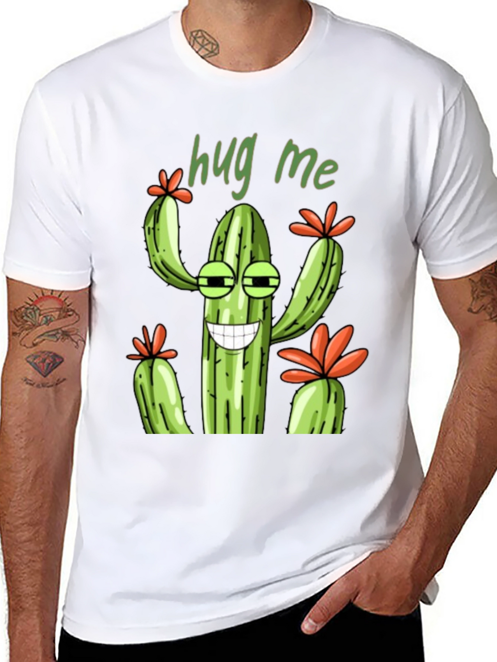 Hug Me Cactus Graphic T-Shirt - Unisex Tee