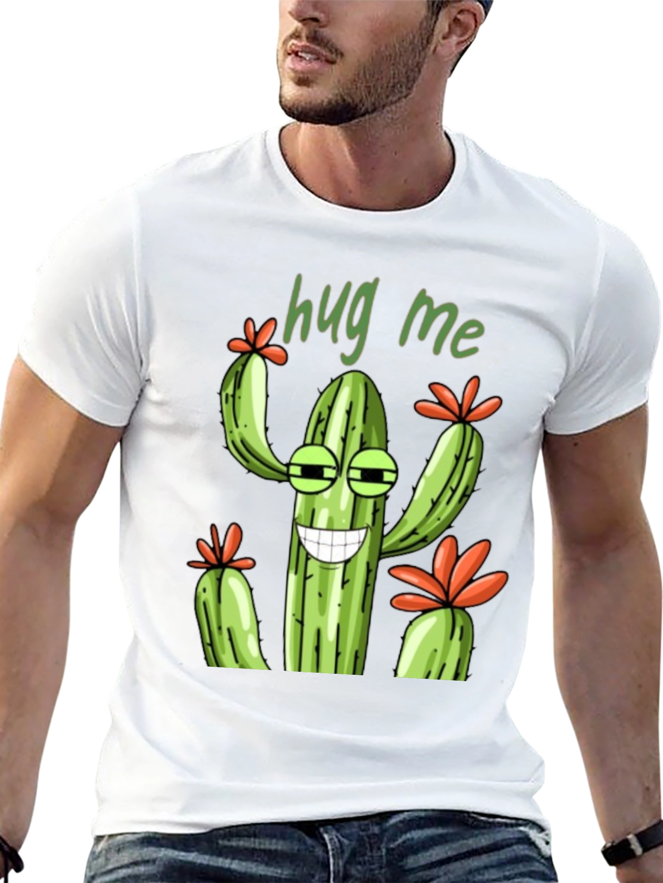 Hug Me Cactus Graphic T-Shirt - Unisex Tee