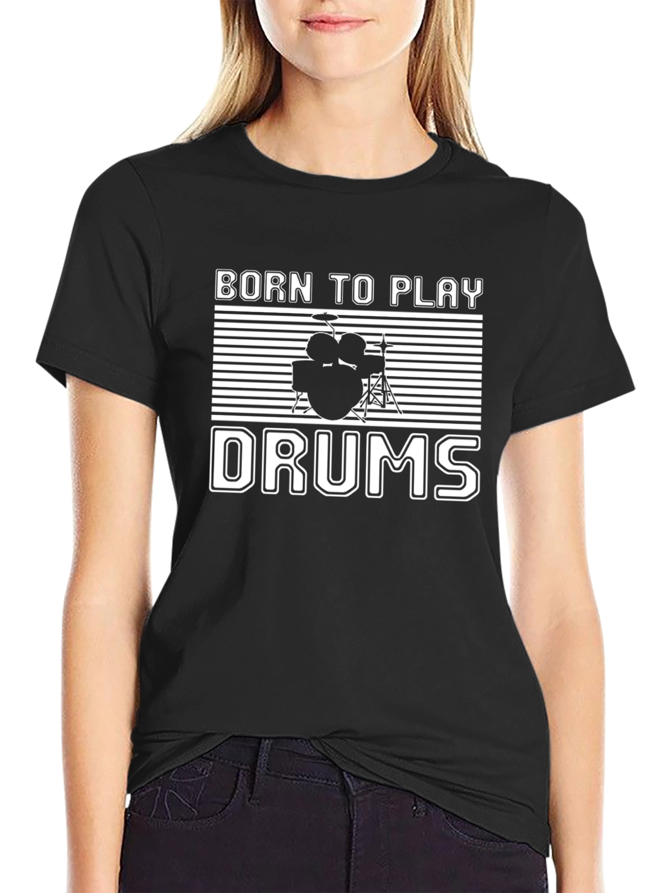 Born To Play Drums Black T-Shirt