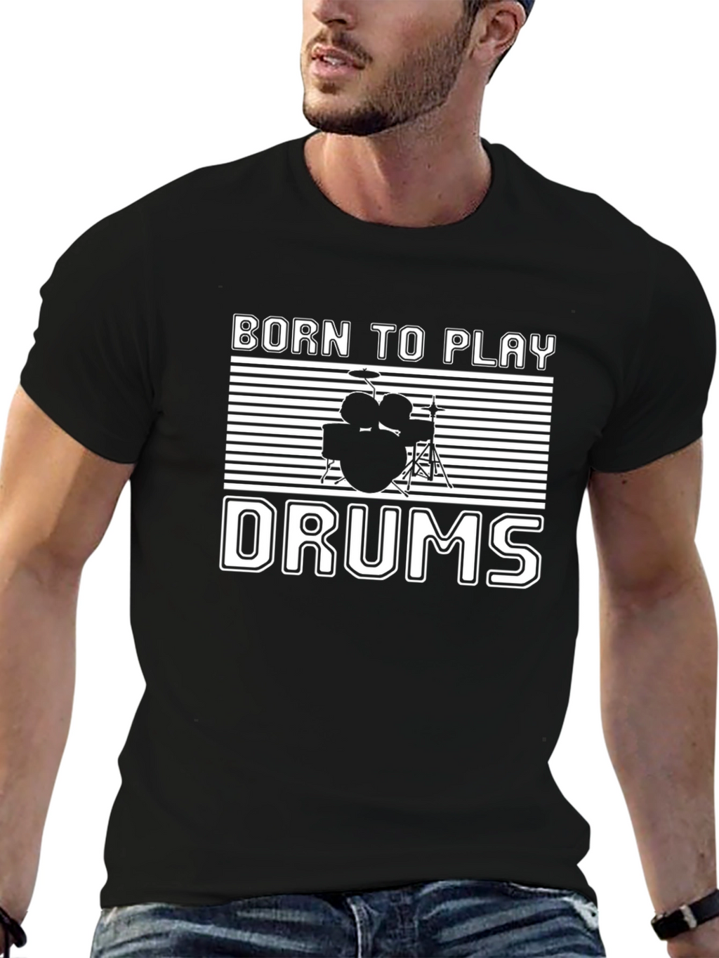 Born To Play Drums Black T-Shirt