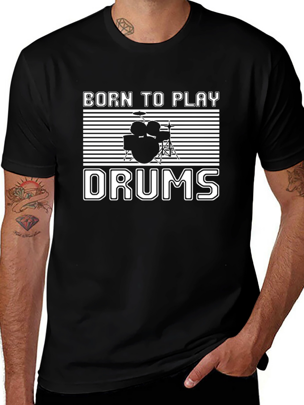 Born To Play Drums Black T-Shirt