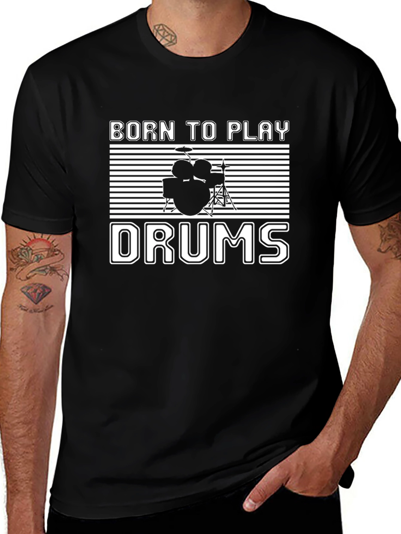 Born To Play Drums Black T-Shirt