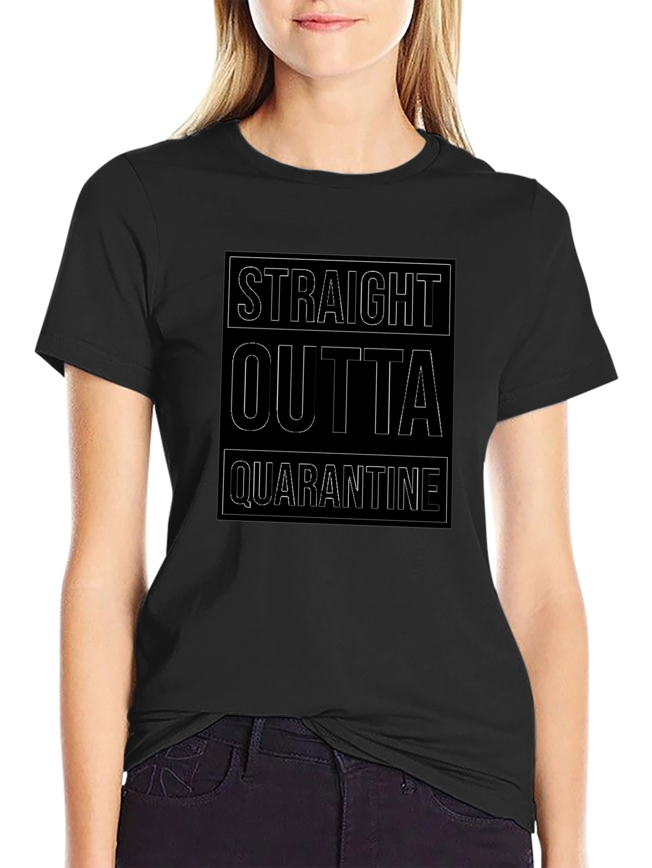 Straight Outta Quarantine Black T-Shirt