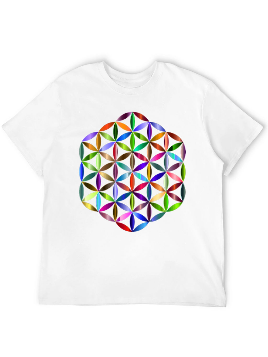 Geometric Flower of Life Graphic Tee - Black