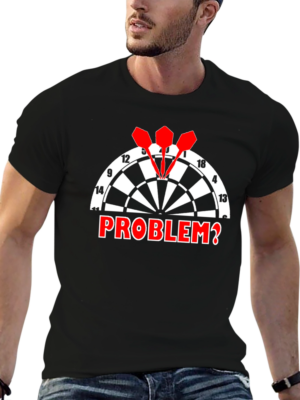 Dartboard Problem? Graphic Tee - Black Cotton T-Shirt