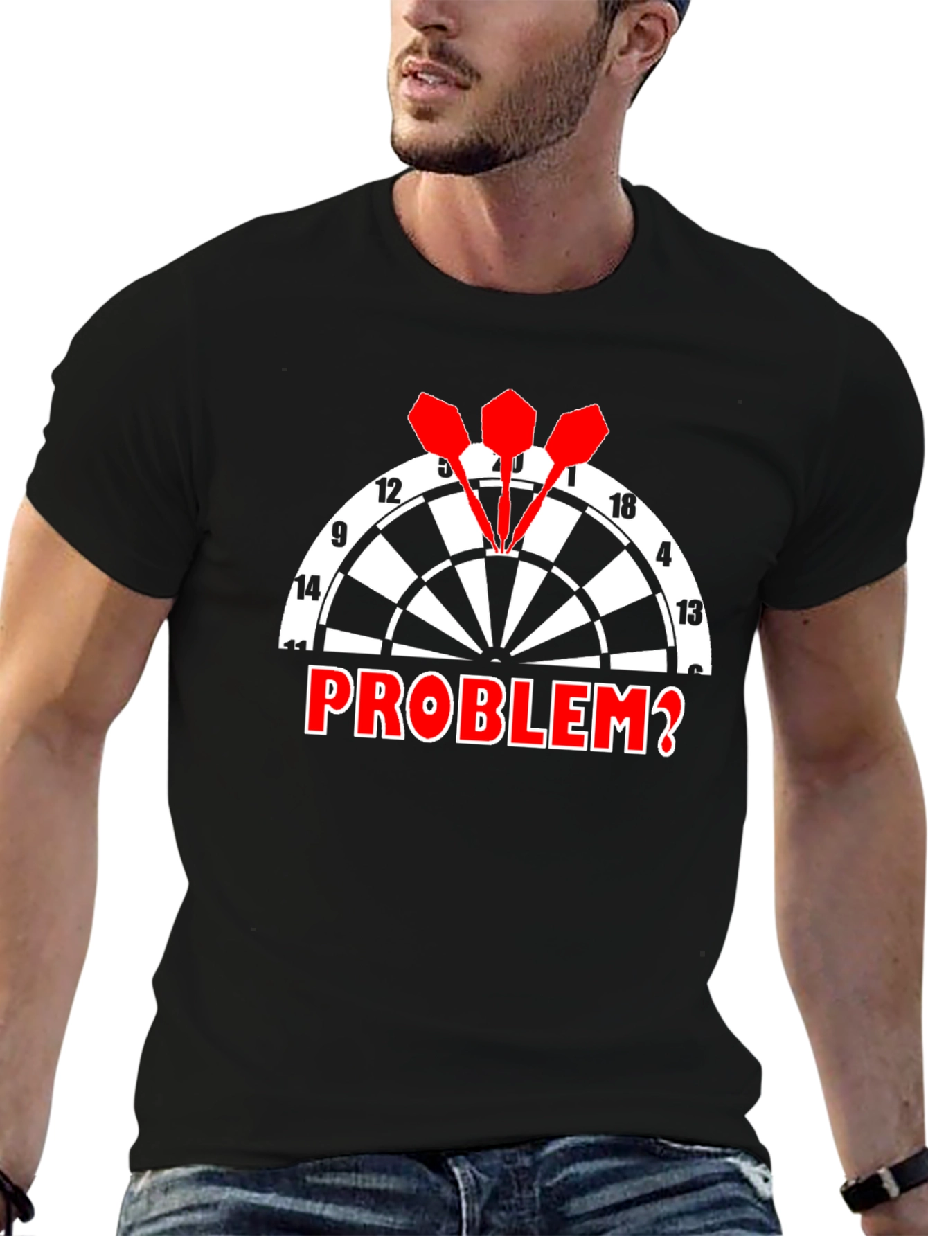 Dartboard Problem? Graphic Tee - Black Cotton T-Shirt