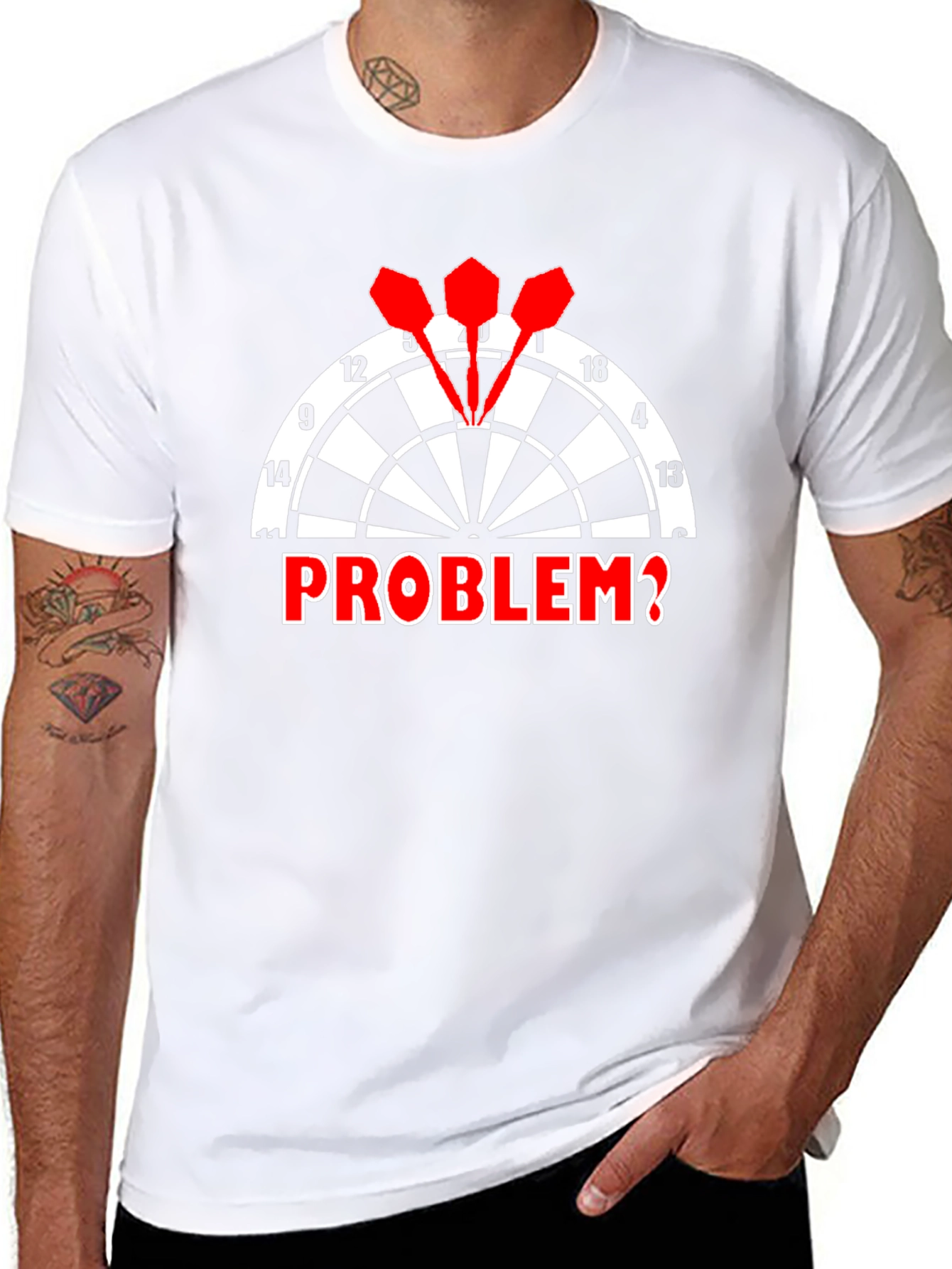 Dartboard Problem? Graphic Tee - Black Cotton T-Shirt