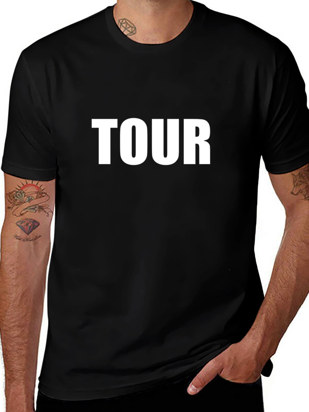 TOUR Graphic Print Mens Black T-Shirt