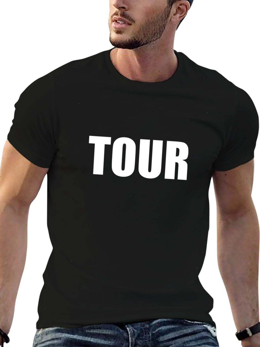 TOUR Graphic Print Mens Black T-Shirt