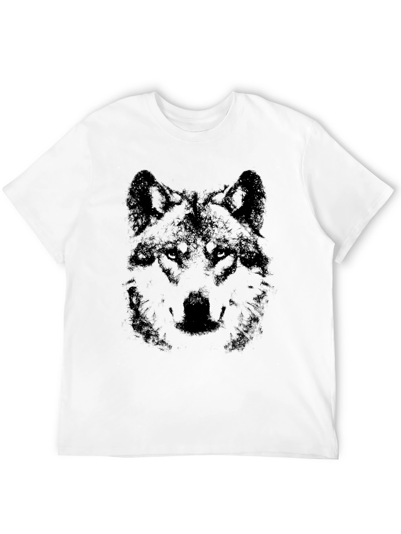 Black Wolf Graphic Print Tee - Mens Short Sleeve T-Shirt