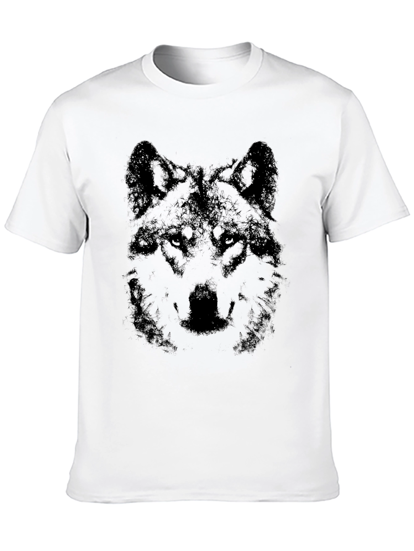 Black Wolf Graphic Print Tee - Mens Short Sleeve T-Shirt