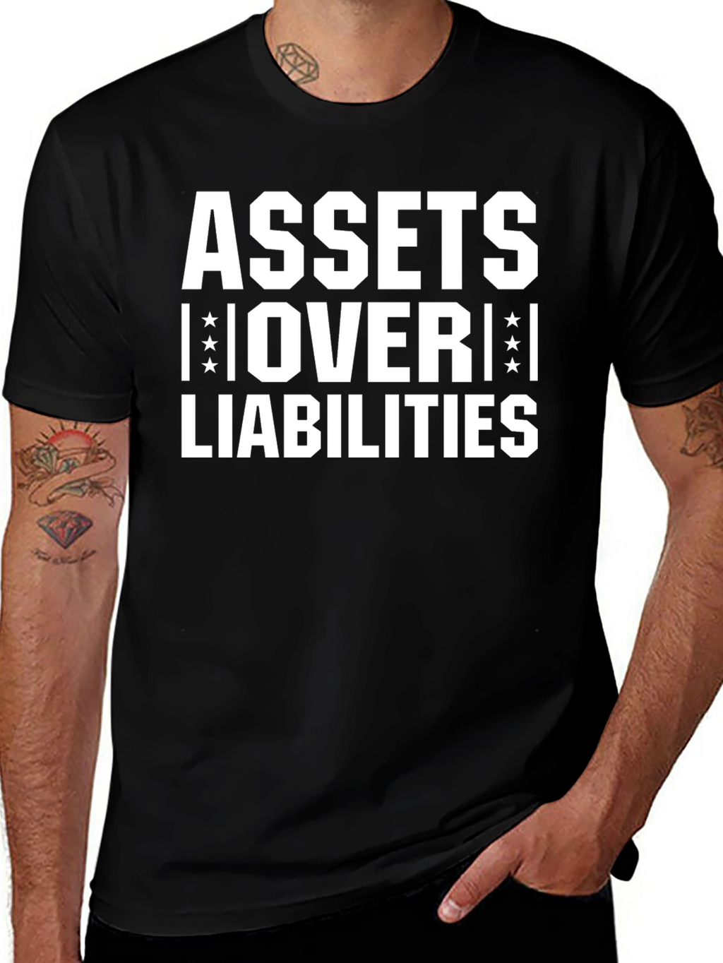 Assets Over Liabilities Graphic Tee - Black