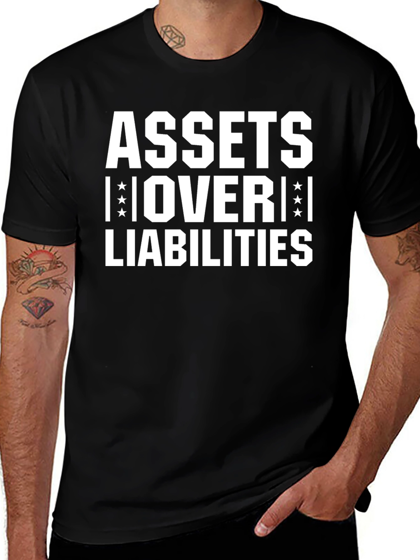 Assets Over Liabilities Graphic Tee - Black