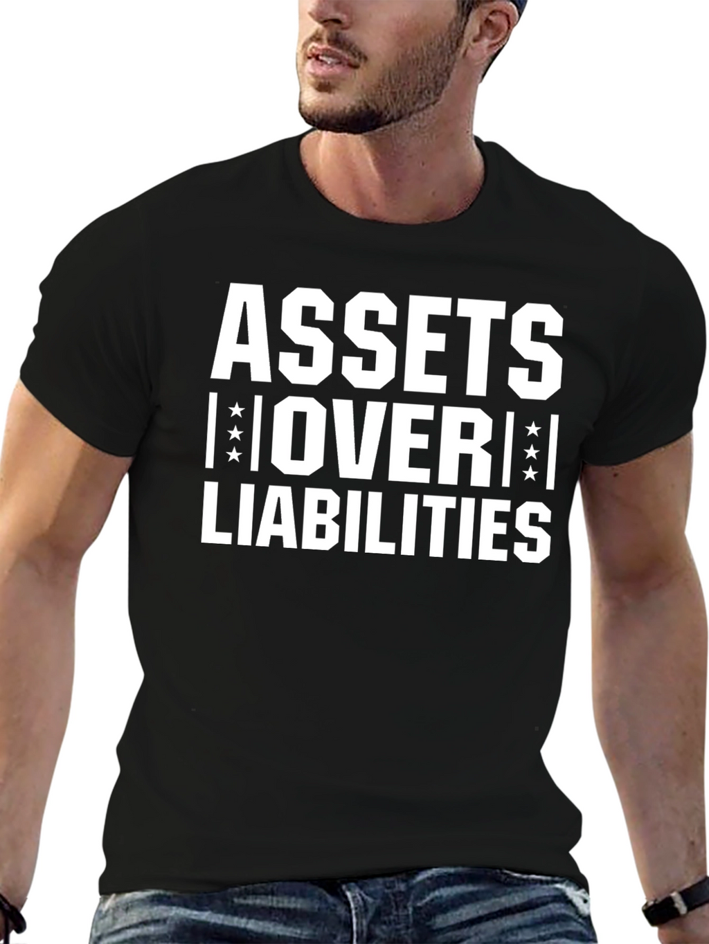 Assets Over Liabilities Graphic Tee - Black